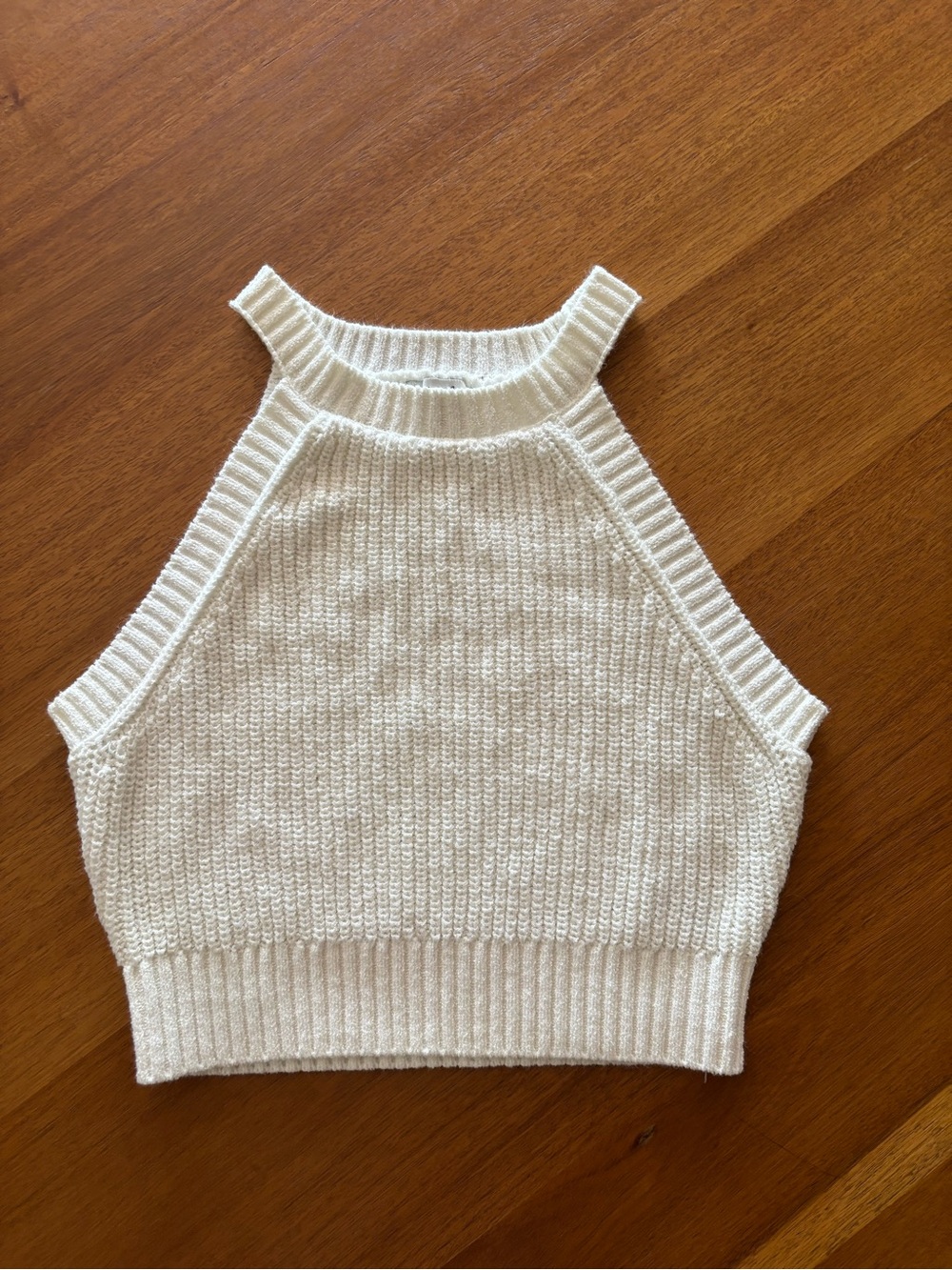 Hunter & Brown Cream Knit Halter Crop Top